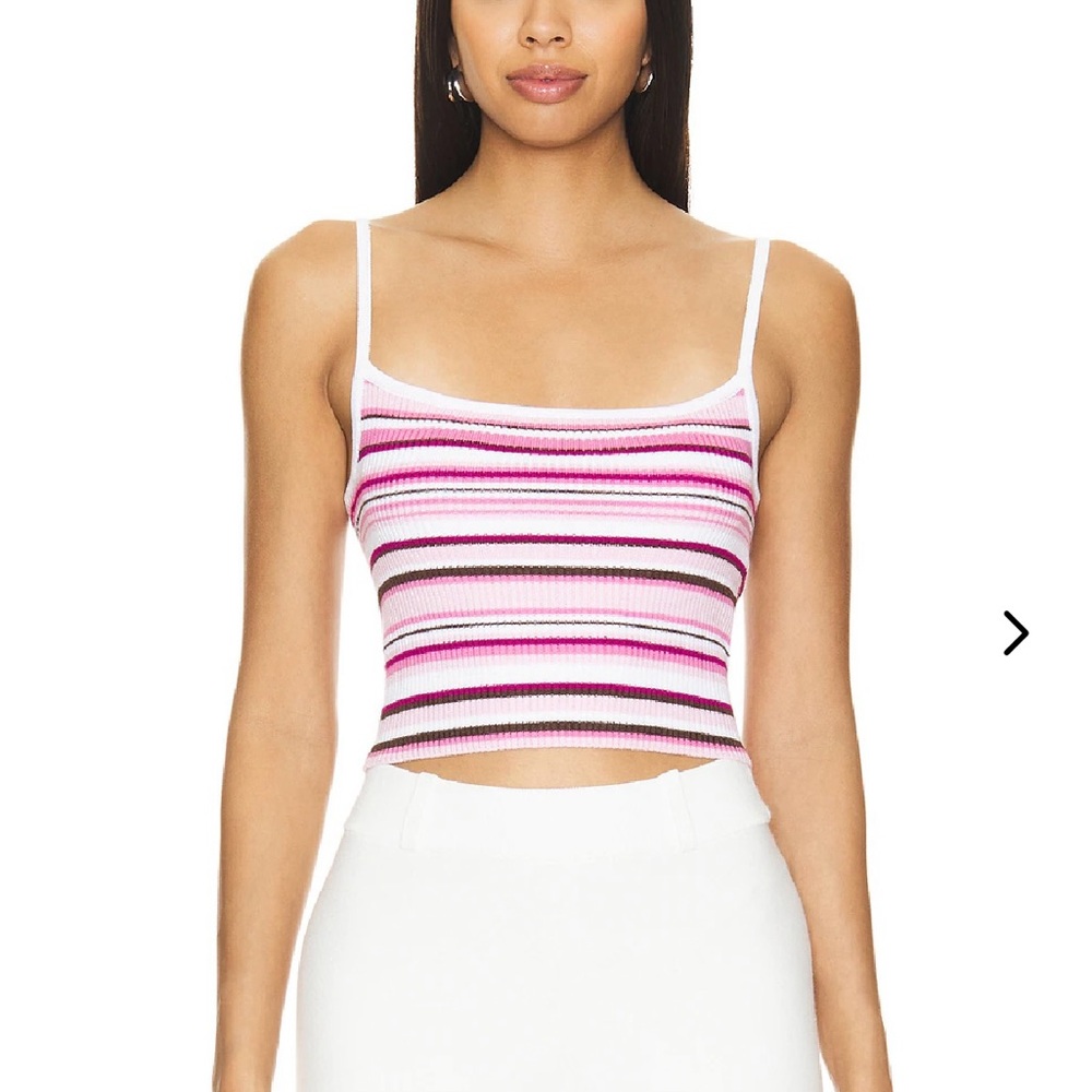 Lovers + Friends Pink and White Striped Crop Top